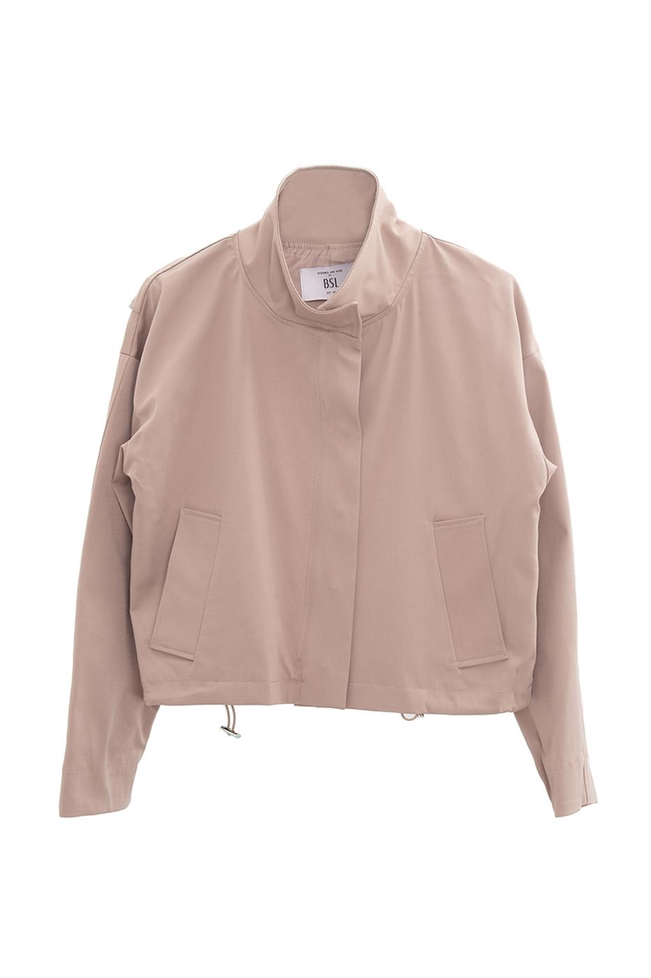 Bayan Bej Dik  Yakalı Ceket  Mont