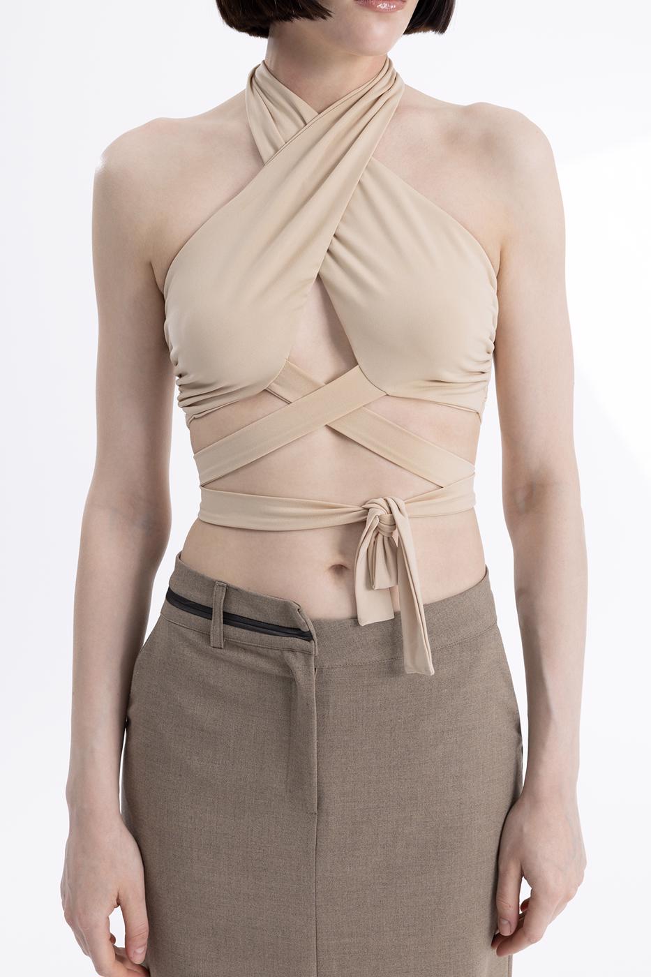 Bayan Bej Çapraz Bağlamalı Bustiyer