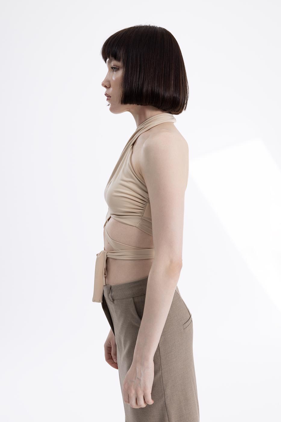 Bayan Bej Çapraz Bağlamalı Bustiyer