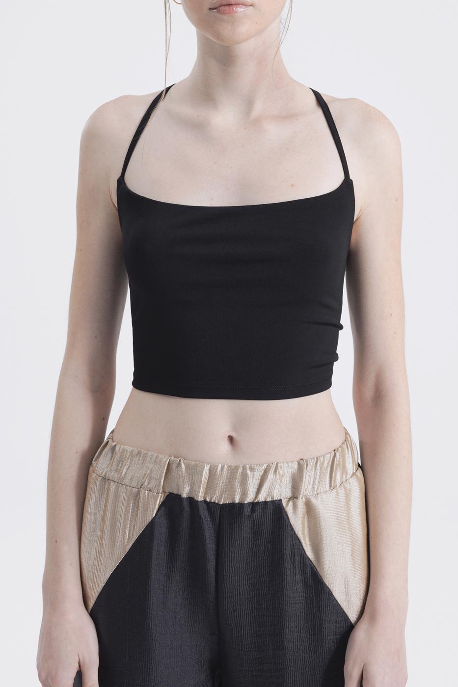 Bayan Siyah Sırt Bağlamalı Askılı Body