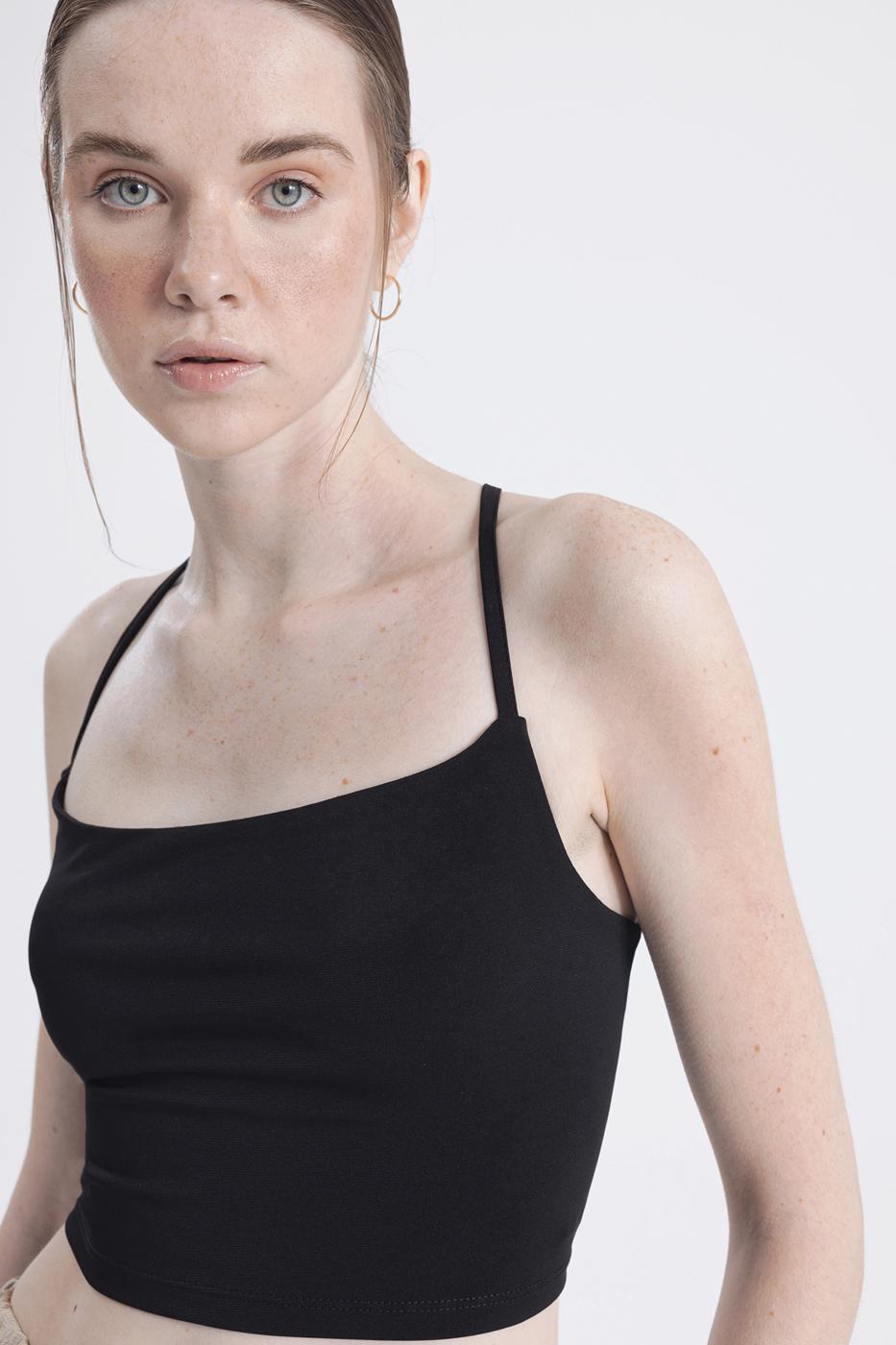 Bayan Siyah Sırt Bağlamalı Askılı Body