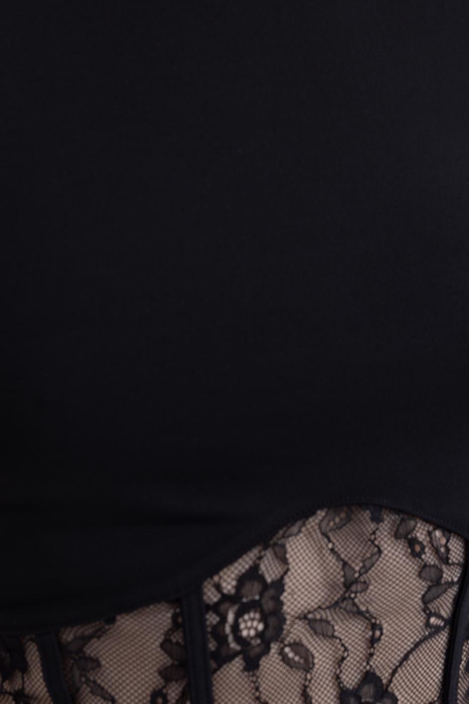 Bayan Siyah Dantel Detaylı Crop Body