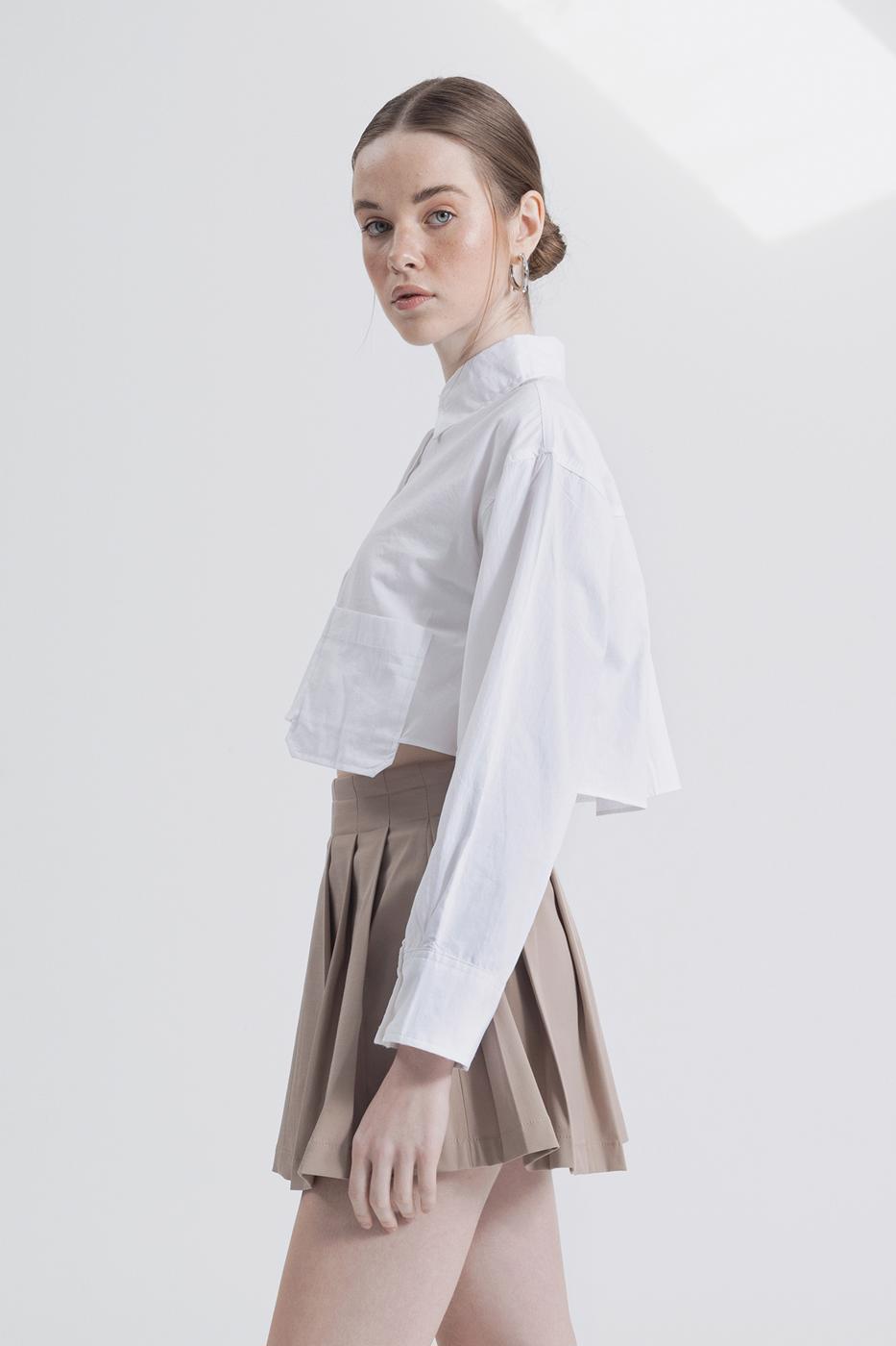 Bayan Bej Pileli Mini Etek