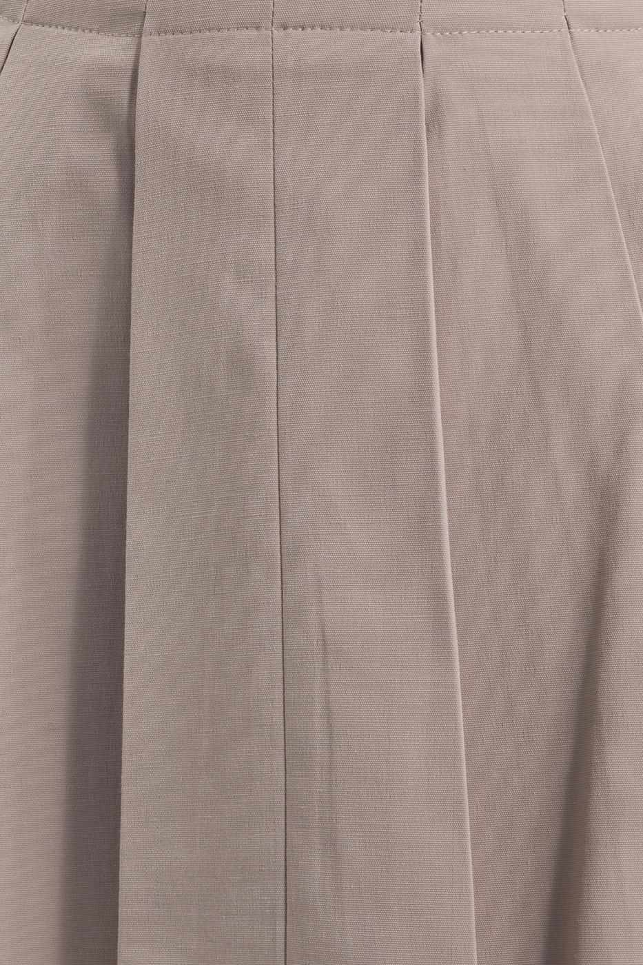 Bayan Bej Pileli Mini Etek