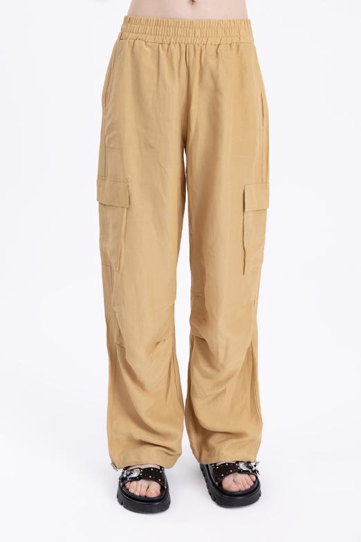 Bayan Bej Keten Kargo Pantolon - BSL