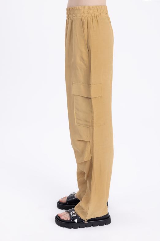 Bayan Bej Keten Kargo Pantolon - BSL