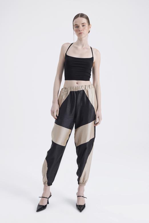Bayan Altın Bicolar Jogger Pantolon - BSL