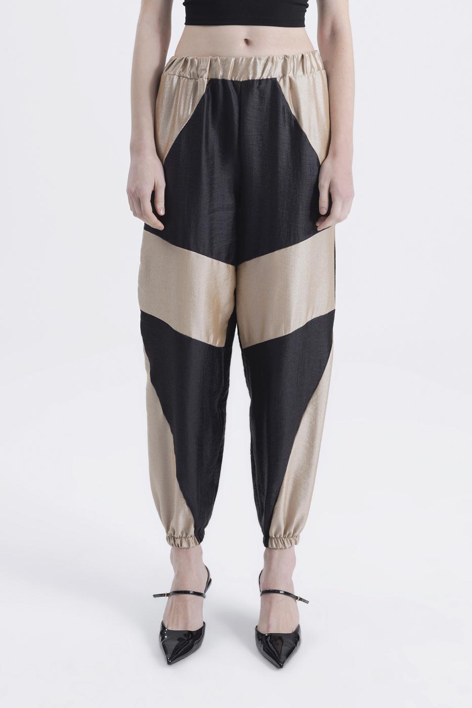 Bayan Altın Bicolar Jogger Pantolon