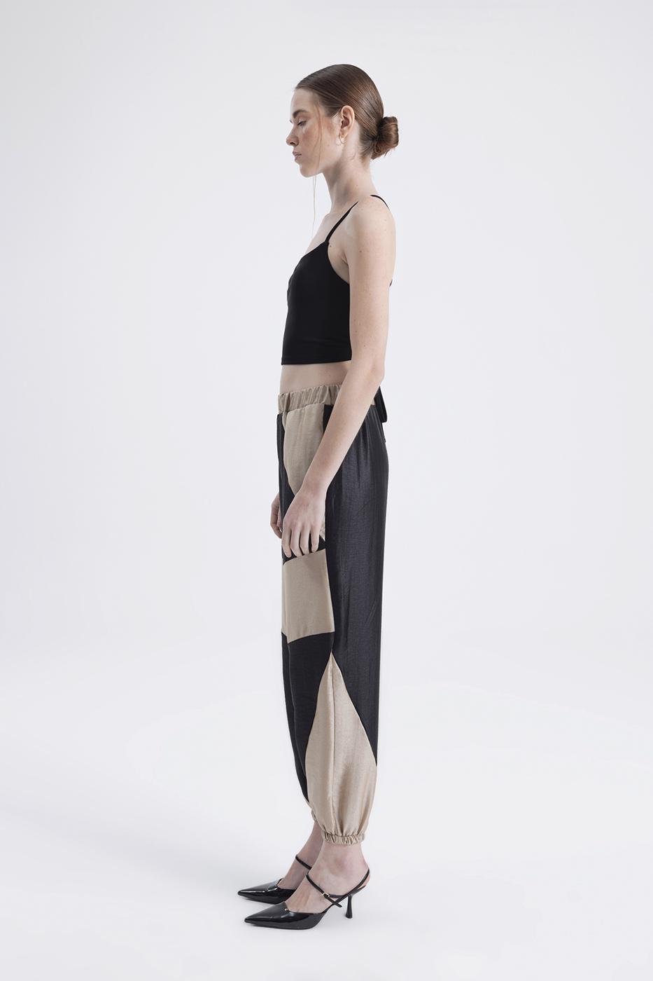 Bayan Altın Bicolar Jogger Pantolon