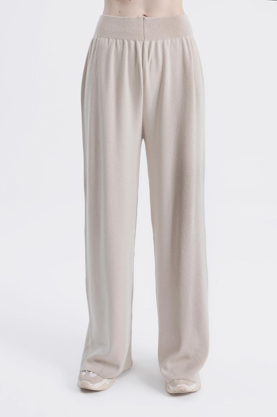 Bayan Bej Bol Paça Triko Pantolon