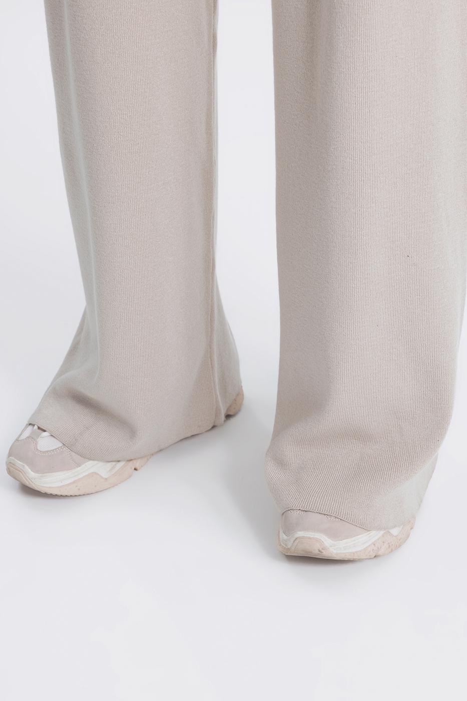 Bayan Bej Bol Paça Triko Pantolon