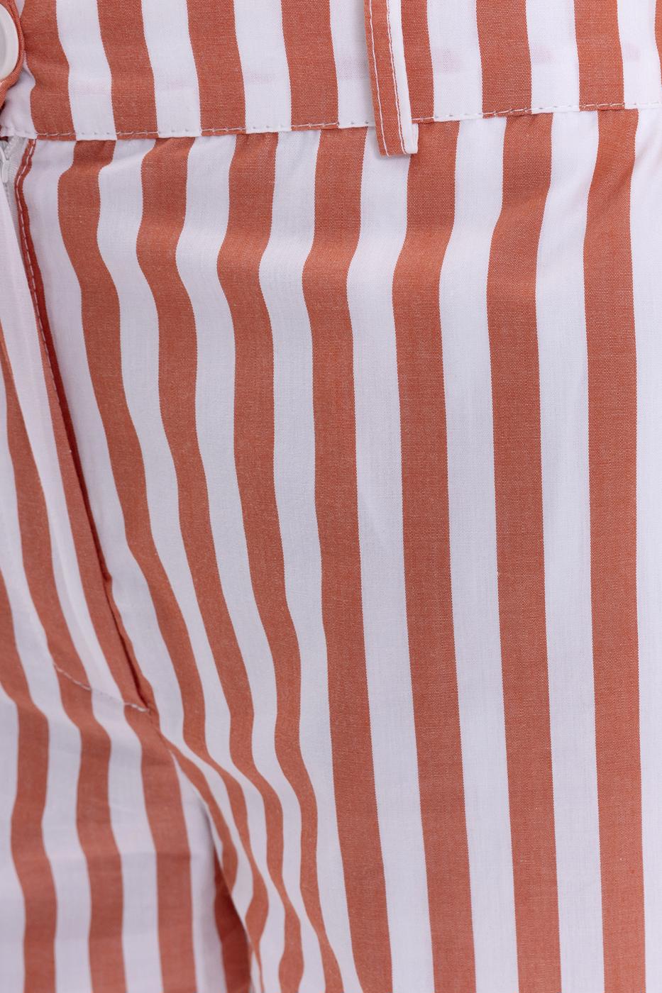 Bayan Kiremit Çizgili Mini Şort