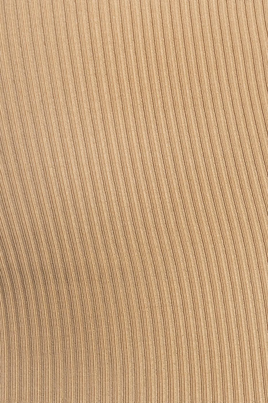 Bayan Bej Askılı  Pencereli Mini Kalem Elbise