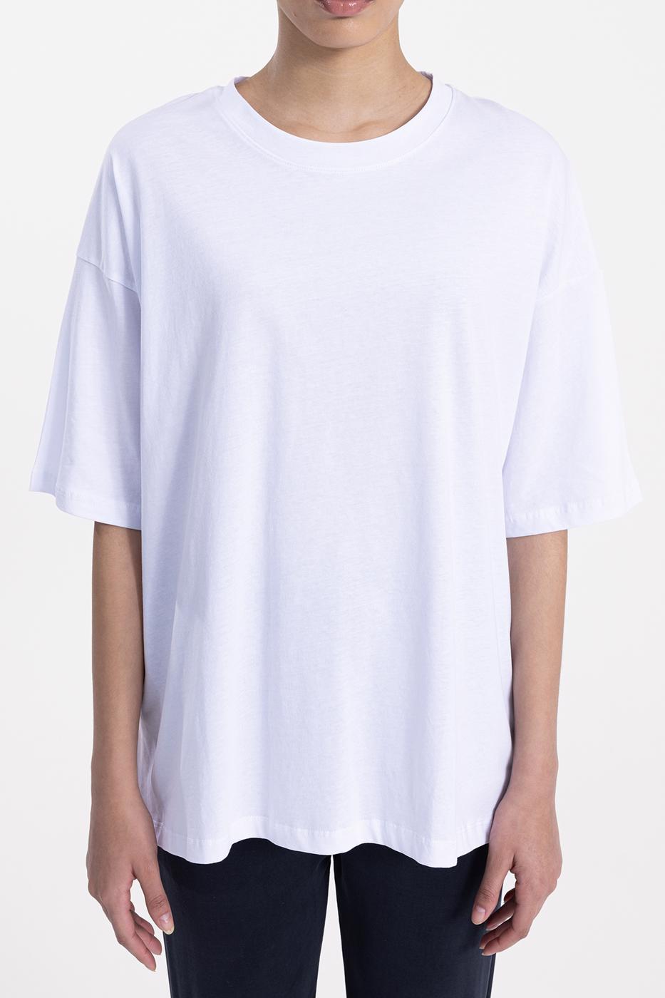 Bayan Beyaz Oversize Basıc Tshırt