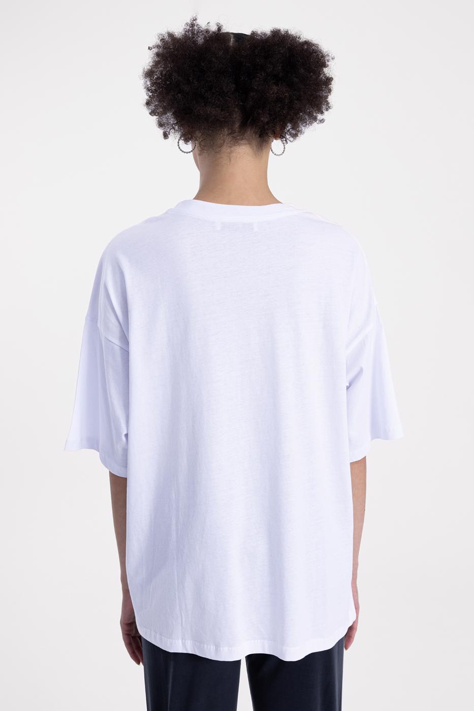 Bayan Beyaz Oversize Basıc Tshırt