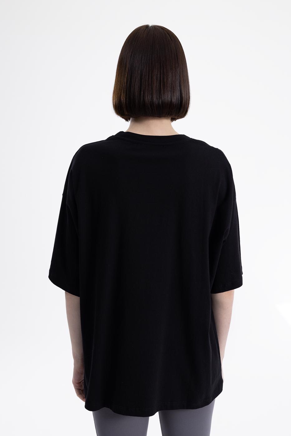 Bayan Siyah Oversize Basıc Tshırt
