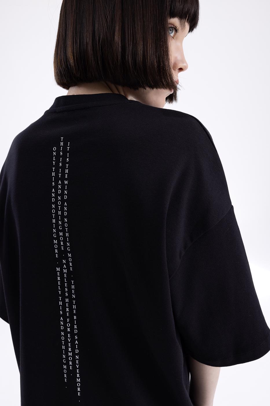 Bayan Siyah Oversize Basıc Tshırt