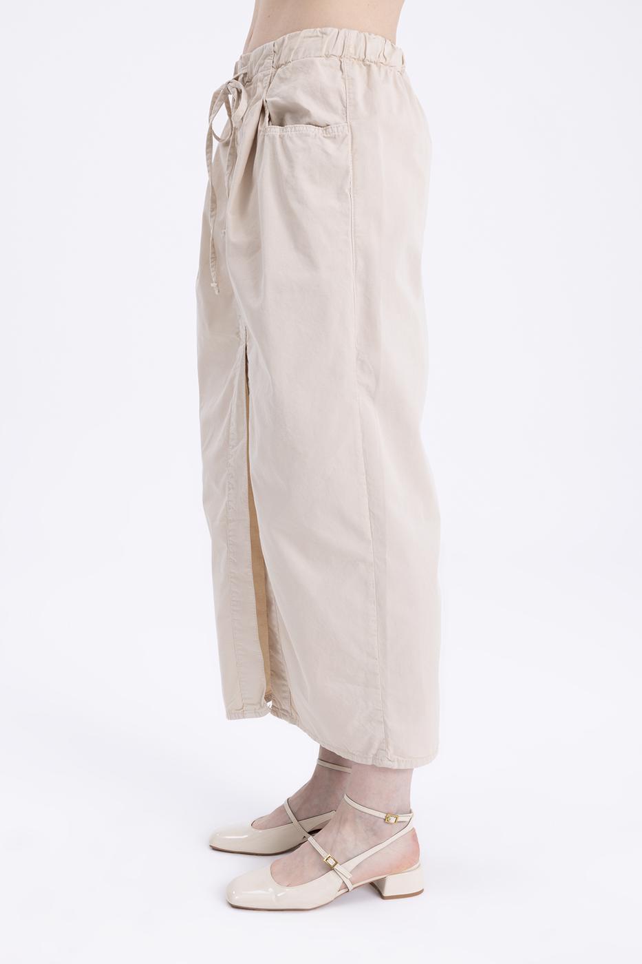 Bayan Bej Düşük  Bel Cep Detaylı  Maksi Etek