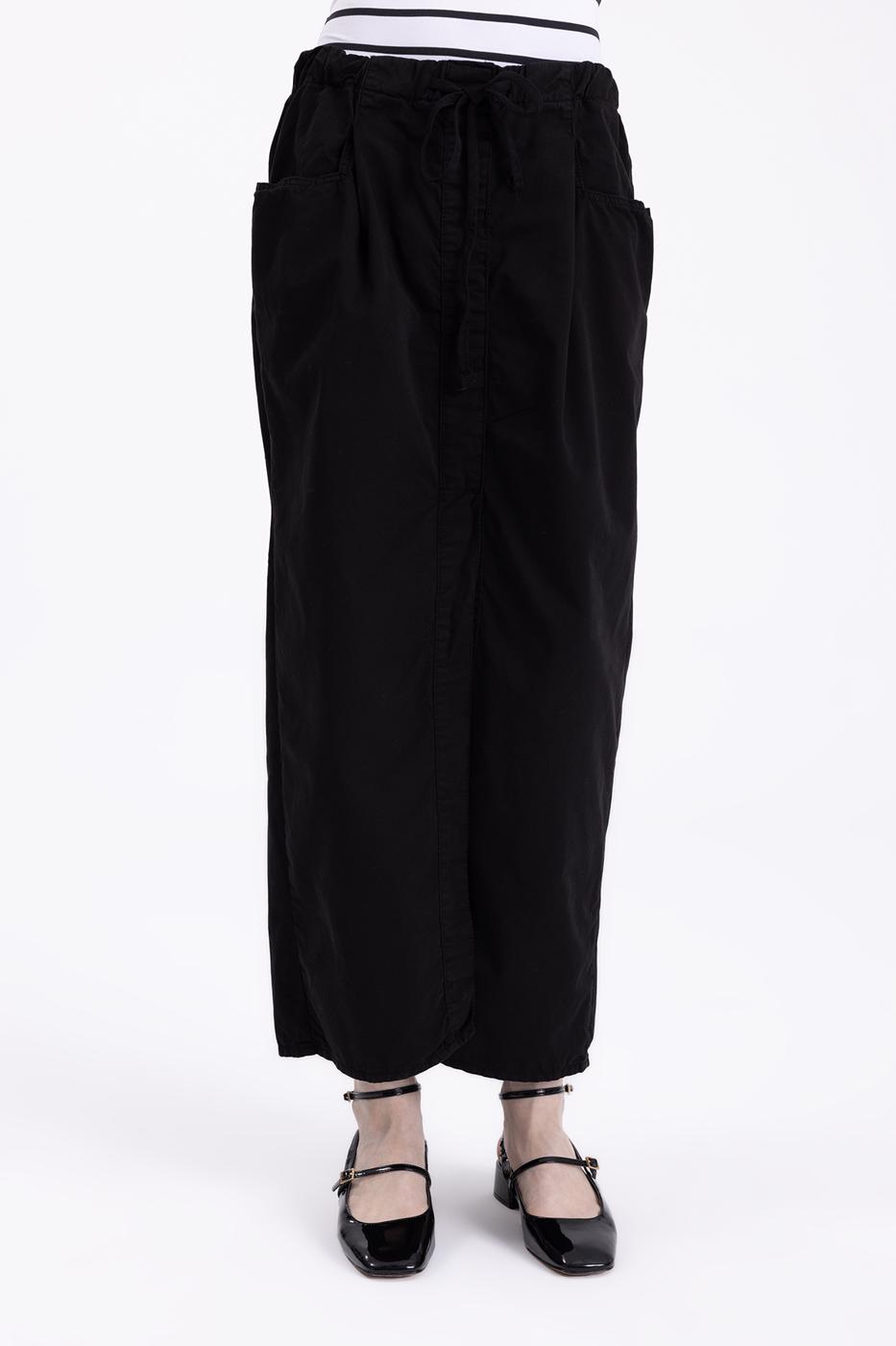 Bayan Siyah Düşük  Bel Cep Detaylı  Maksi Etek