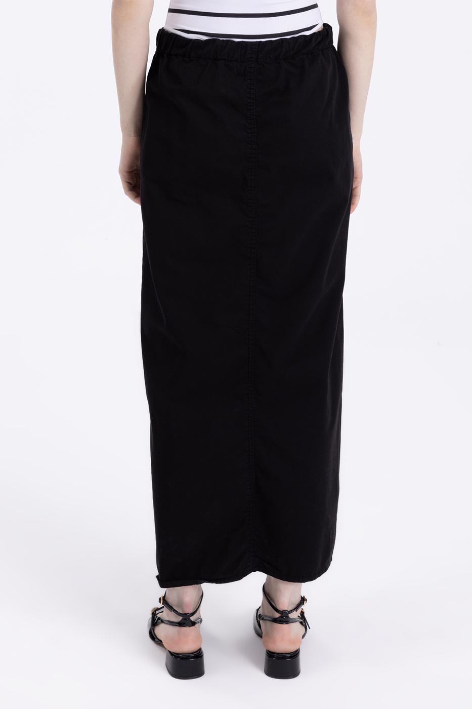 Bayan Siyah Düşük  Bel Cep Detaylı  Maksi Etek
