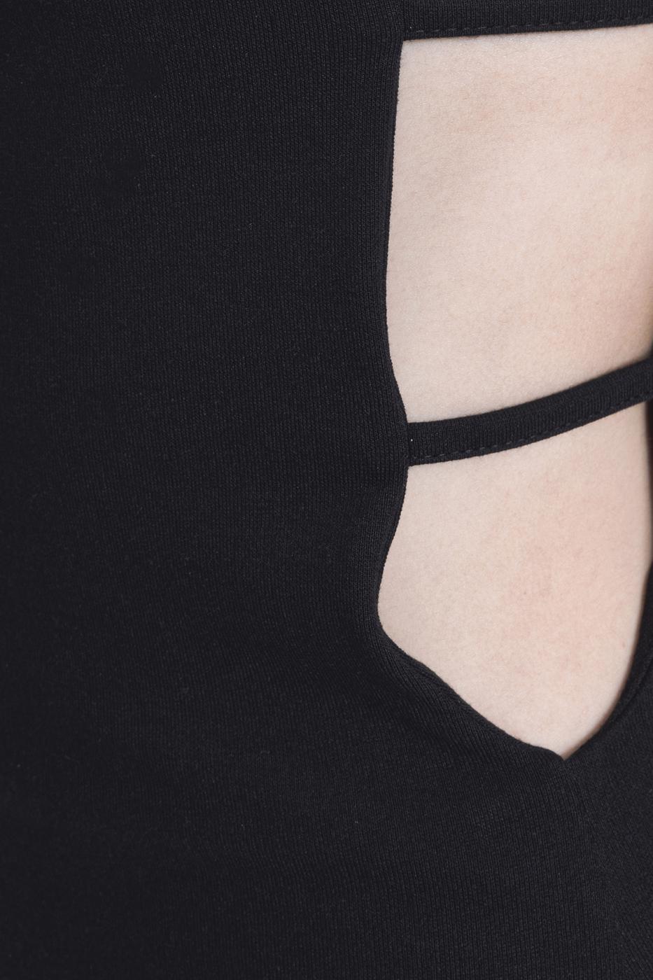 Bayan Siyah Yan  Bantlı Askılı Mini Kalem Elbise