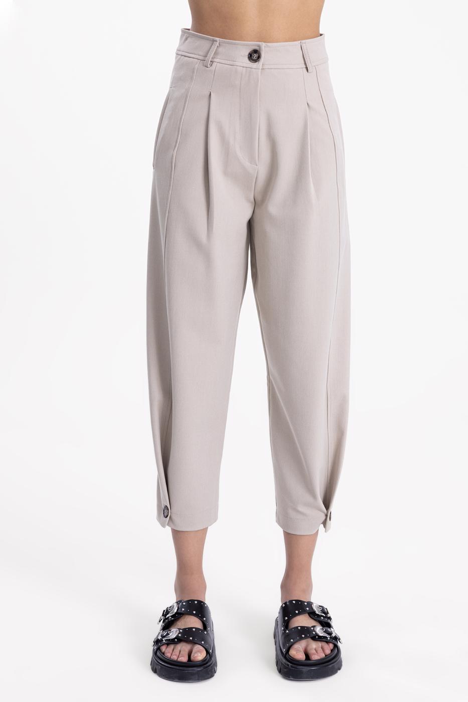 Bayan Bej Pileli Havuç Pantolon