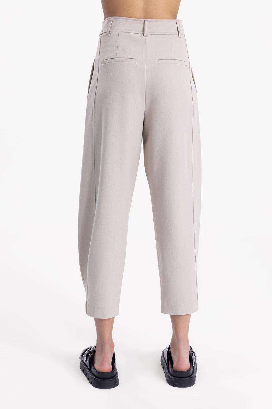 Bayan Bej Pileli Havuç Pantolon