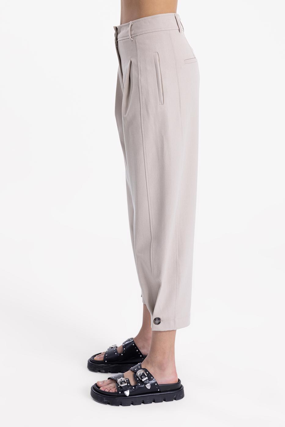 Bayan Bej Pileli Havuç Pantolon