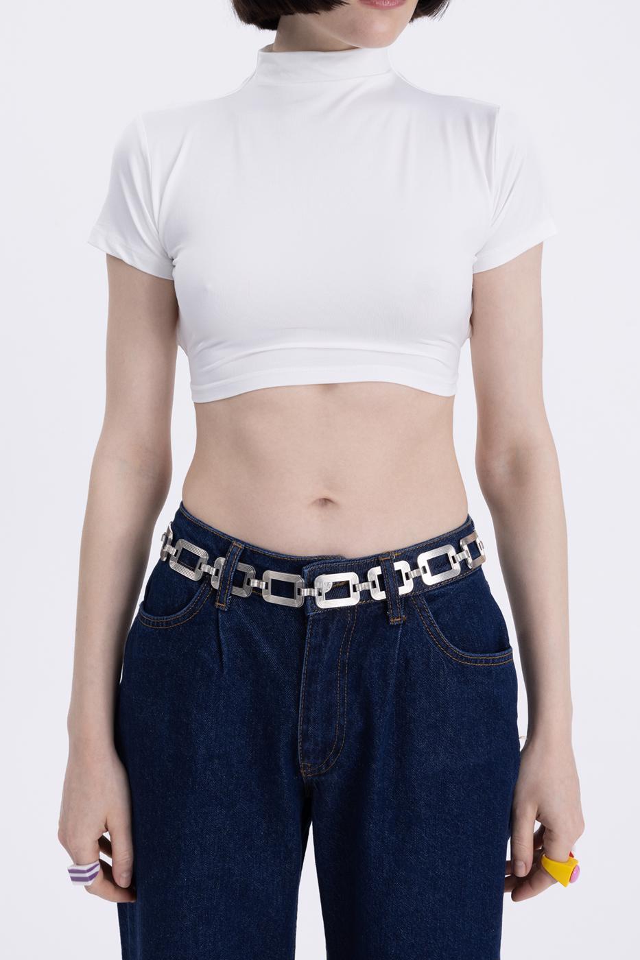 Bayan Ekru Sırt  Dekolteli  Crop Top