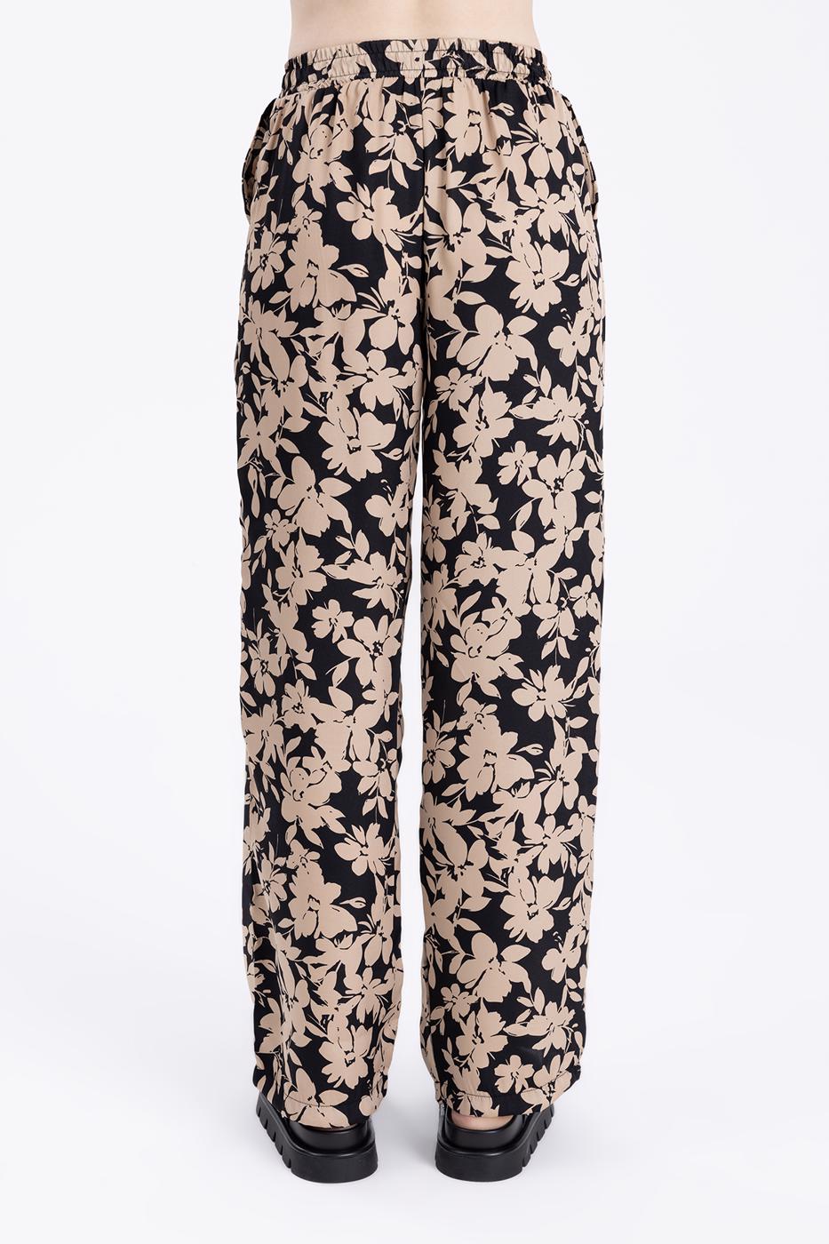 Bayan Siyah Saten Düz Kesim Pantolon