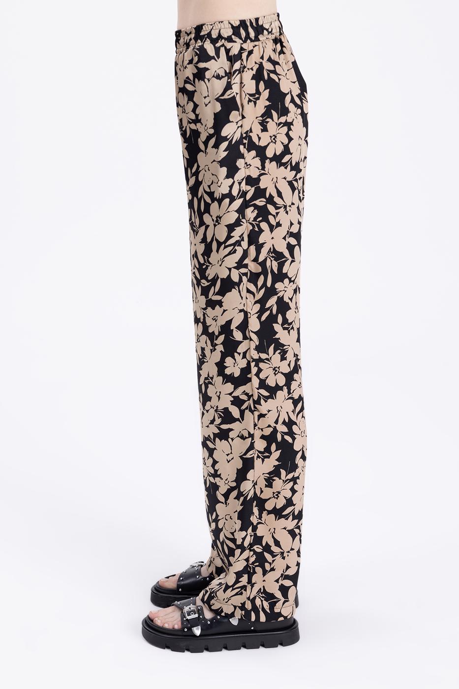 Bayan Siyah Saten Düz Kesim Pantolon