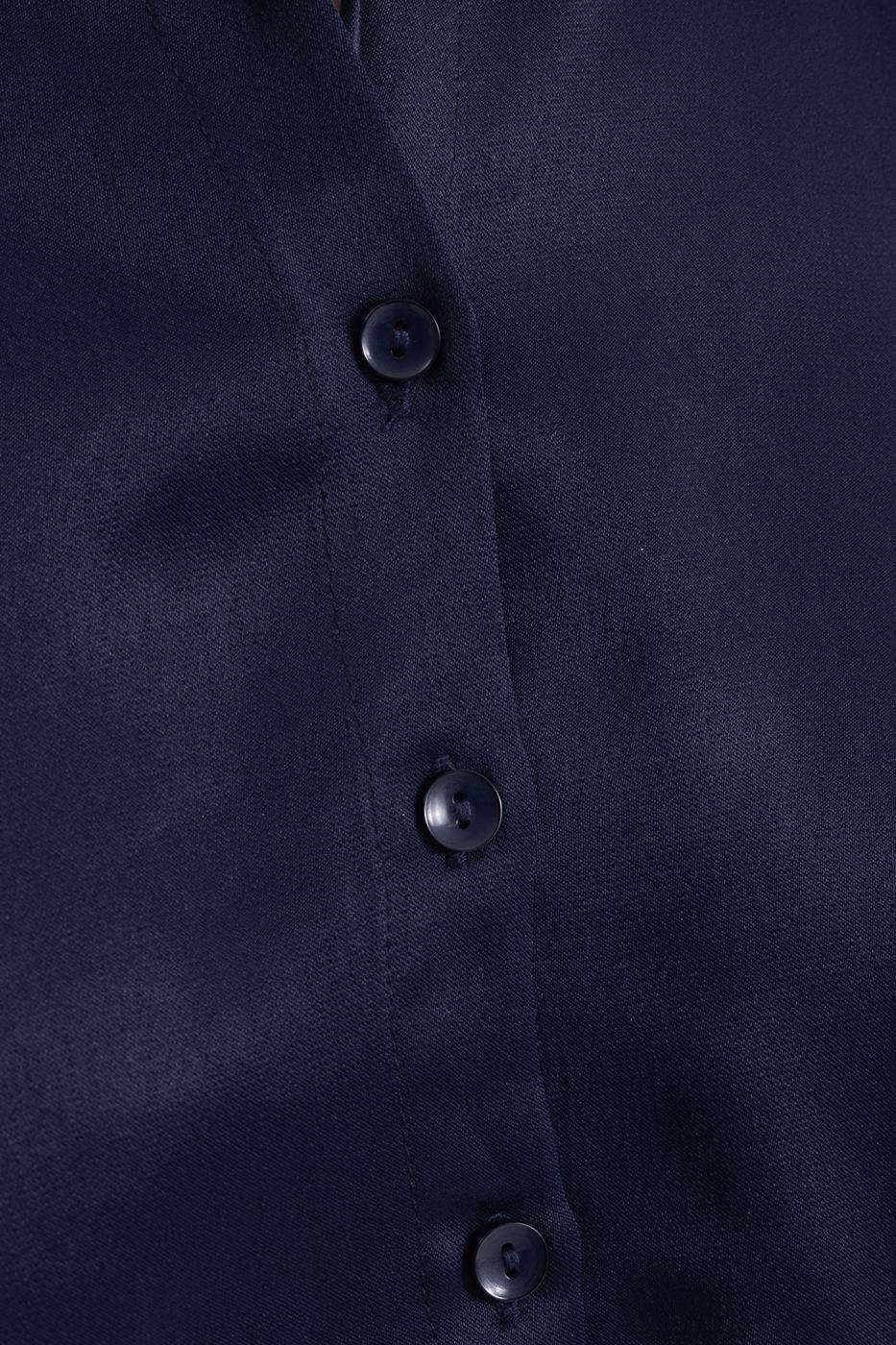 Bayan Lacivert Crop Saten Gömlek