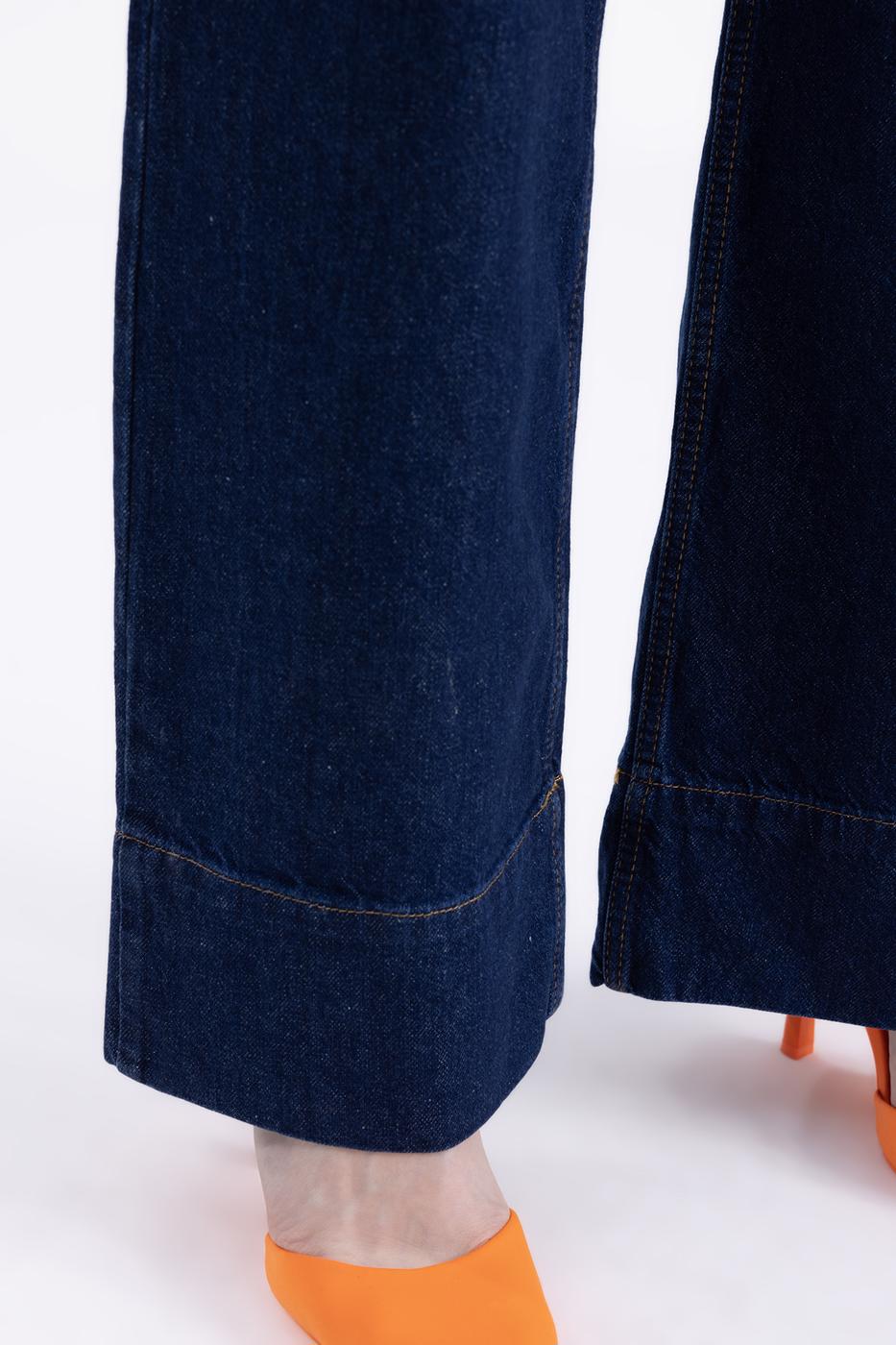 Bayan Lacivert Pileli  Düz Kesim Pantolon