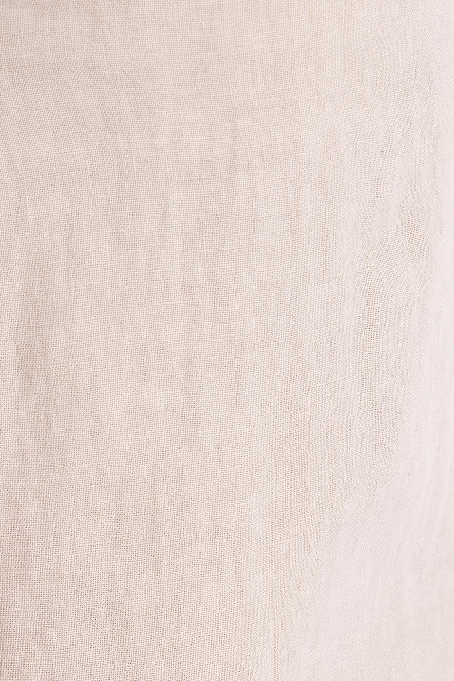 Bayan Bej Bağlama Detaylı Keten Dar Midi Etek