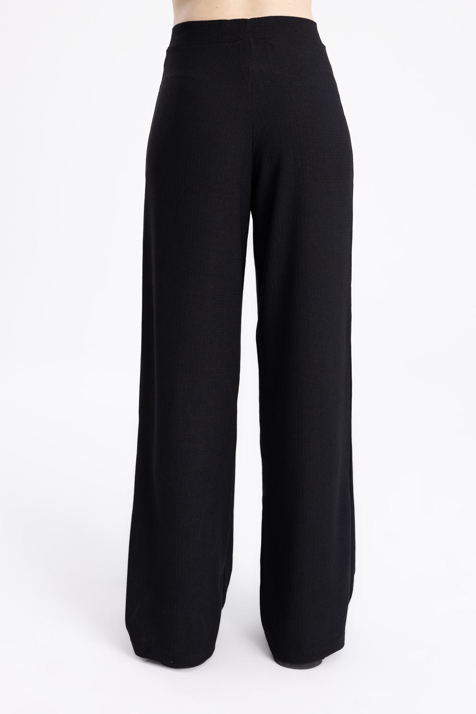 Bayan Siyah Düz  Kesim Bol Pantolon