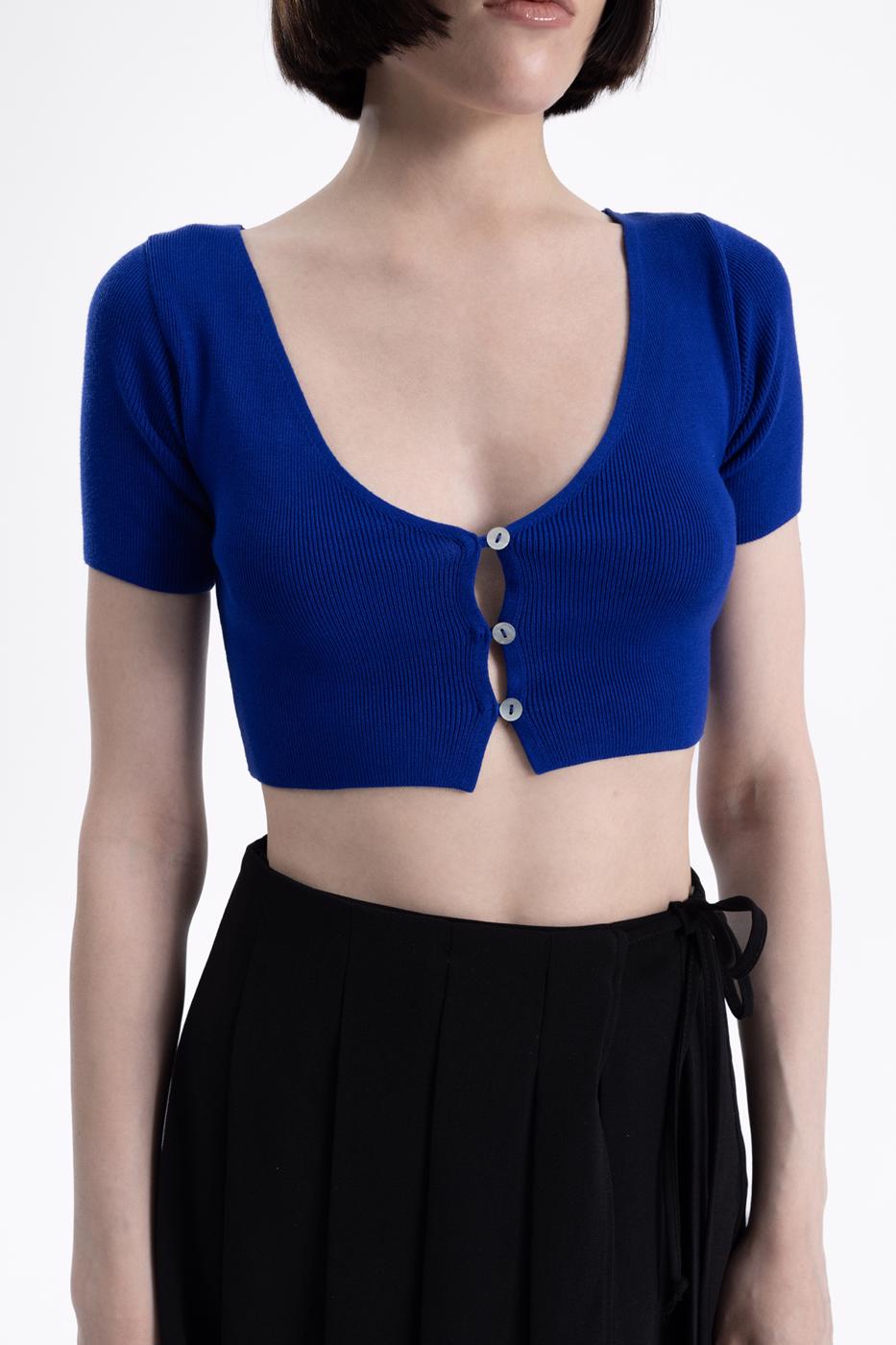 Bayan Sax Crop Örgü Hırka