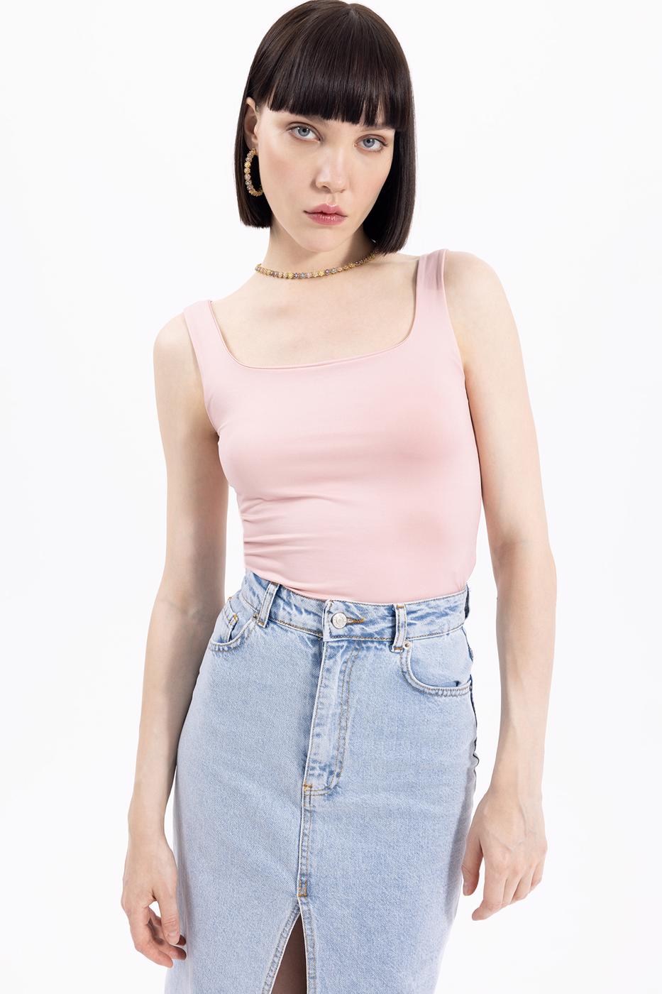 Bayan Pembe Kalın Askılı Atlet  Top