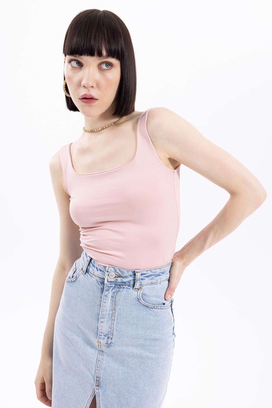 Bayan Pembe Kalın Askılı Atlet  Top