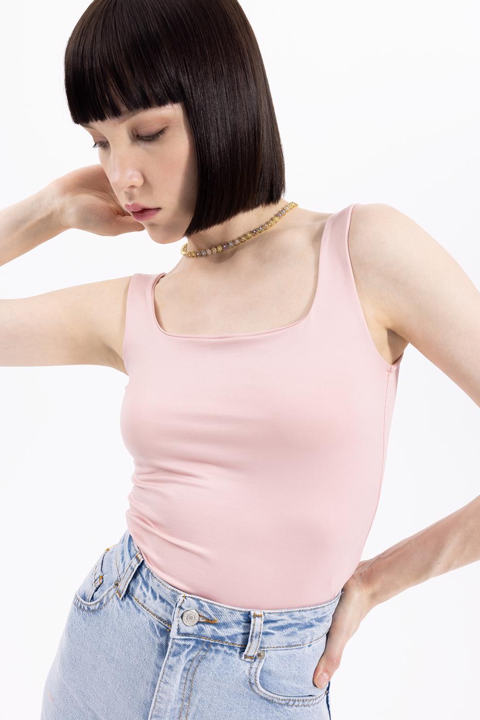 Bayan Pembe Kalın Askılı Atlet  Top