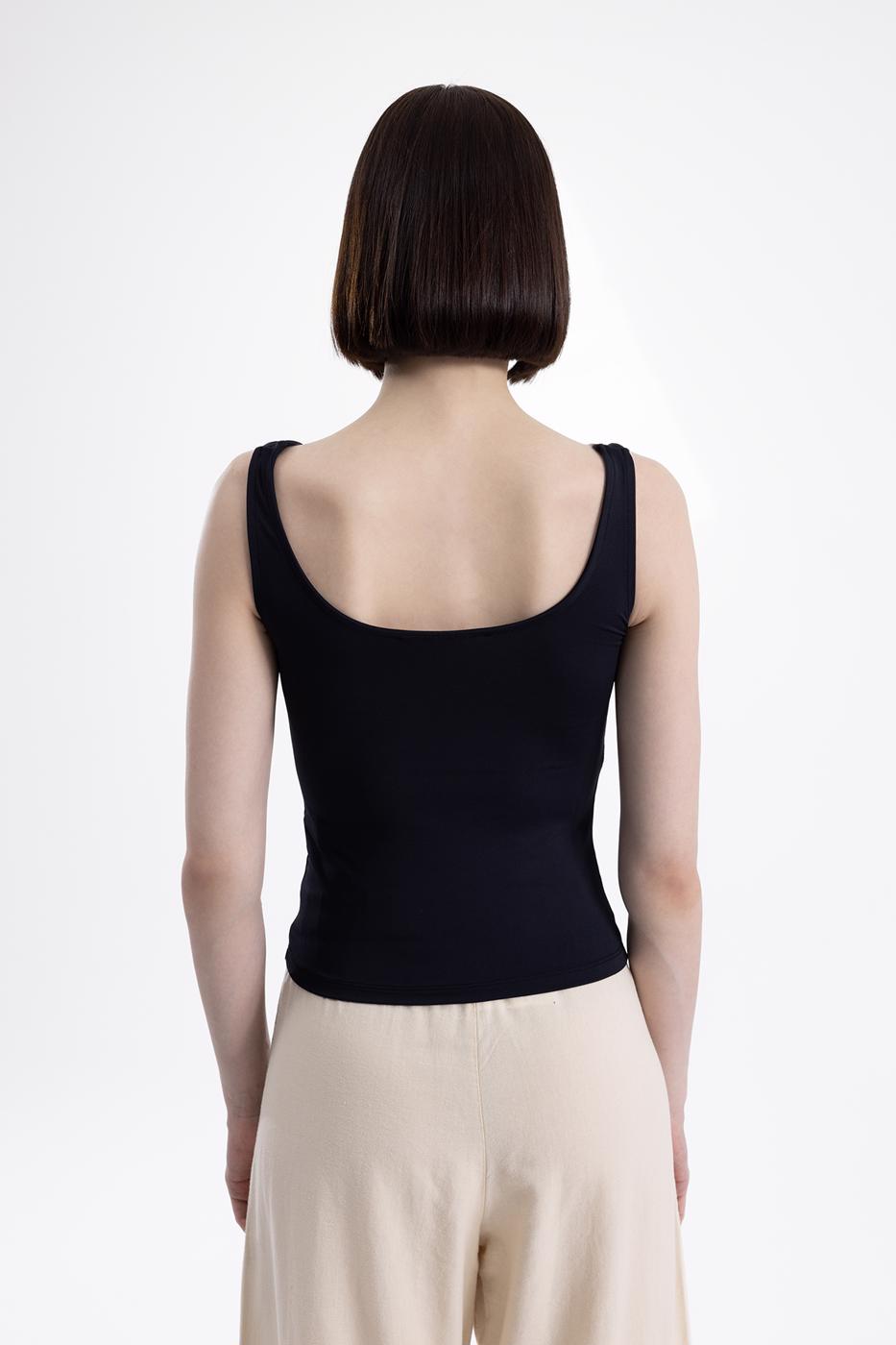 Bayan Siyah Kalın Askılı Atlet  Top