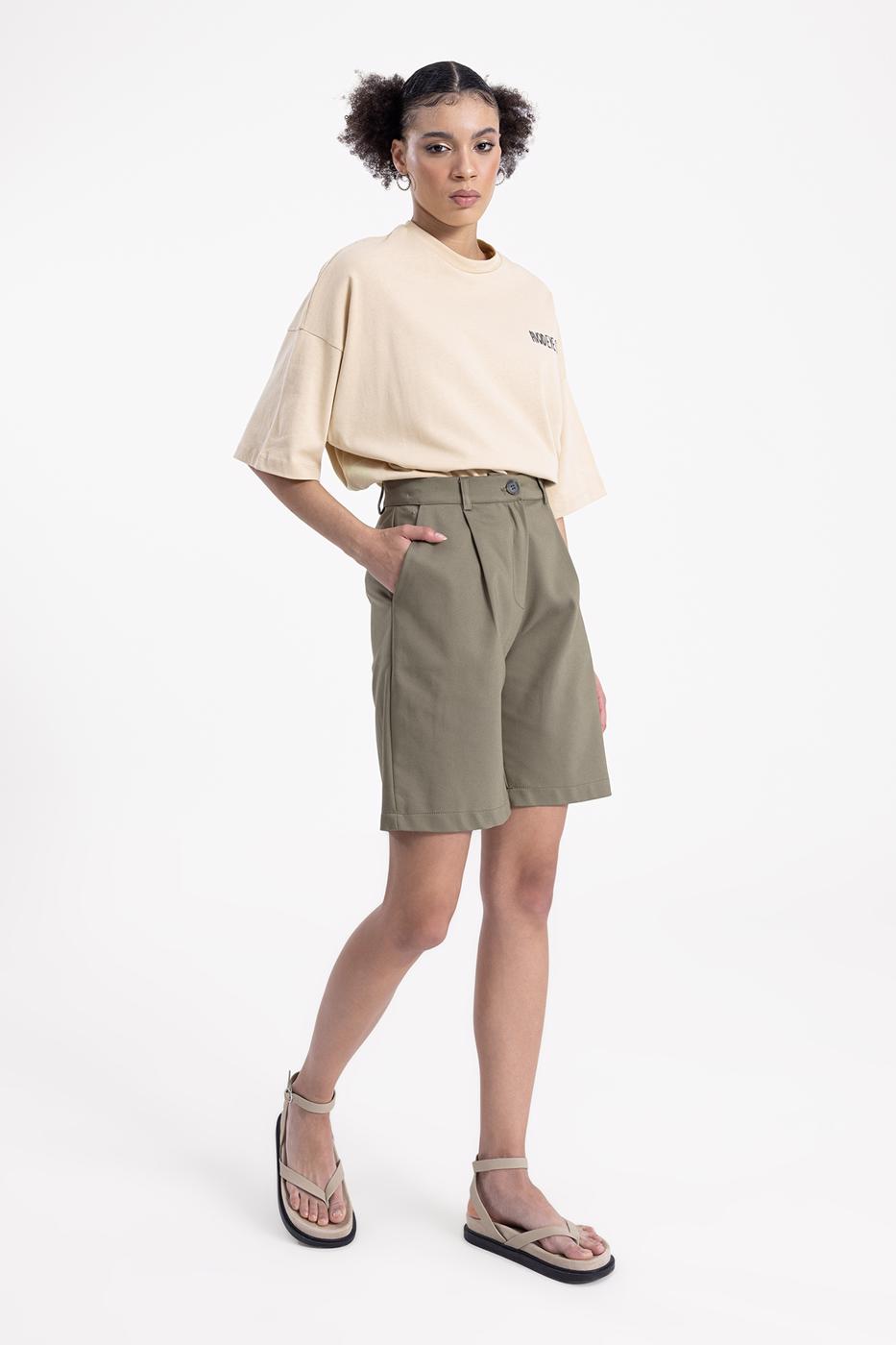 Bayan Haki Bermuda Şort