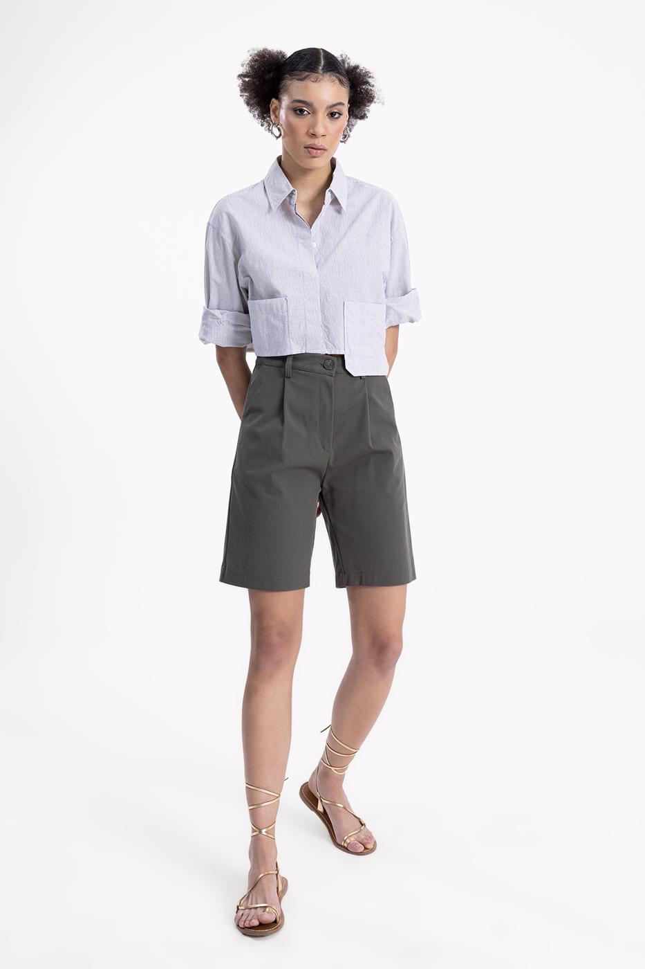 Bayan Yeşil Bermuda Şort