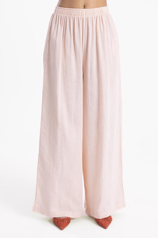 Bayan Bej Bel Lastikli Bol  Paça Pantolon - BSL