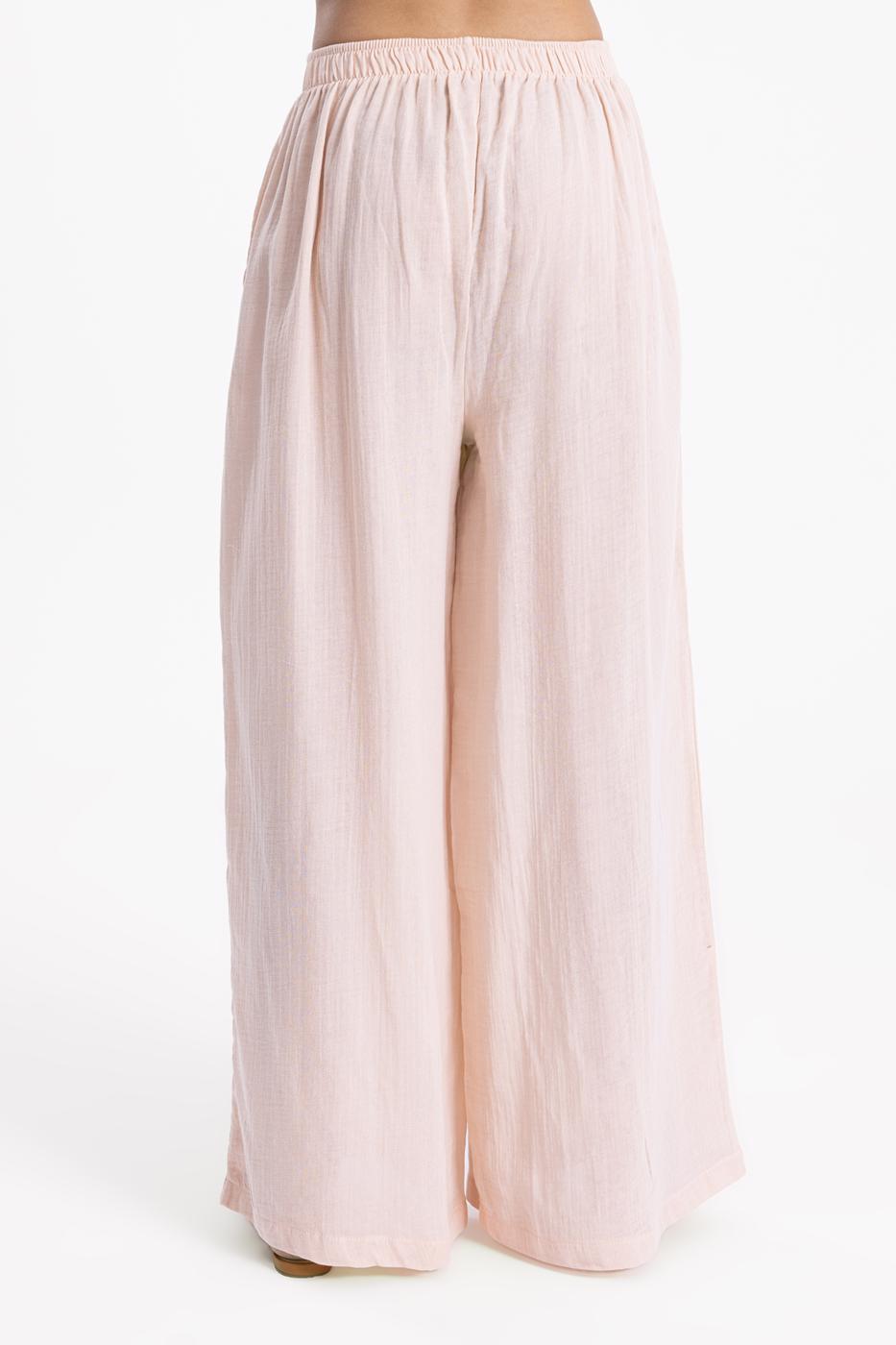 Bayan Bej Bel Lastikli Bol  Paça Pantolon