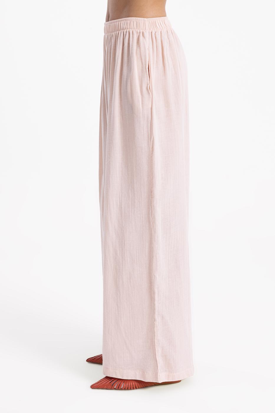 Bayan Bej Bel Lastikli Bol  Paça Pantolon