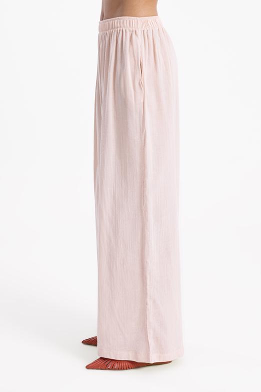 Bayan Bej Bel Lastikli Bol  Paça Pantolon - BSL