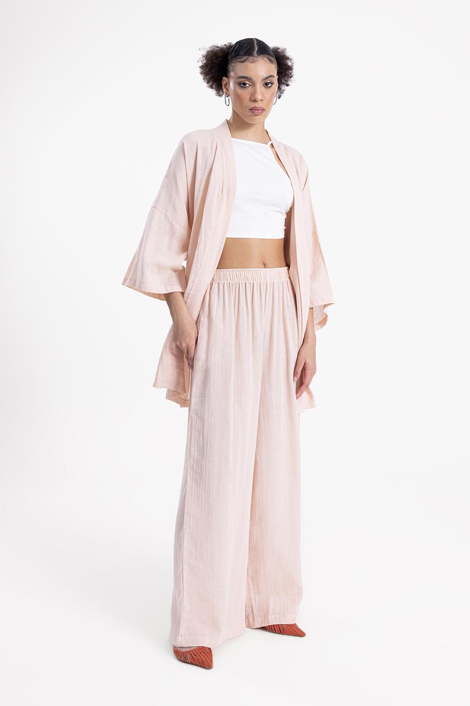 Bayan Bej Bel Lastikli Bol  Paça Pantolon