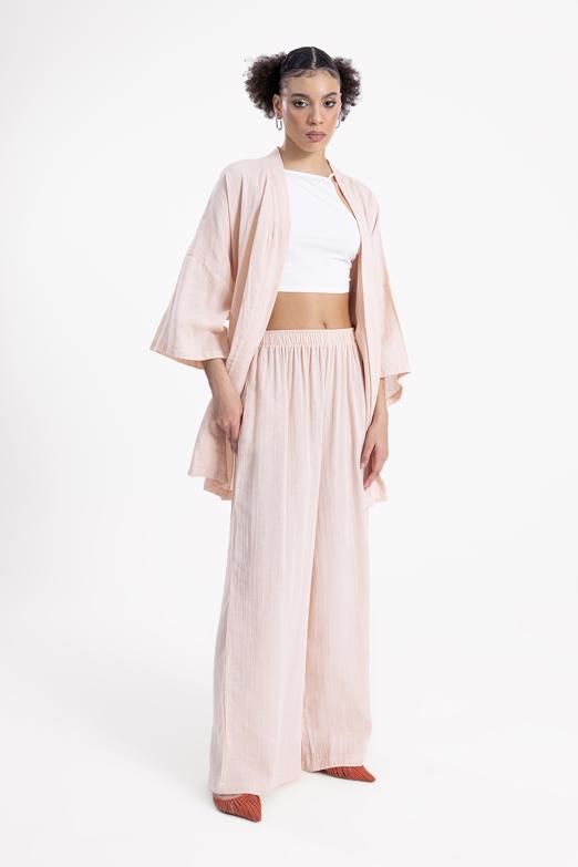 Bayan Bej Bel Lastikli Bol  Paça Pantolon - BSL