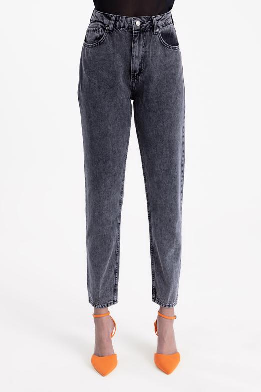 Bayan Antrasit Mom Fit Denim Pantolon - BSL