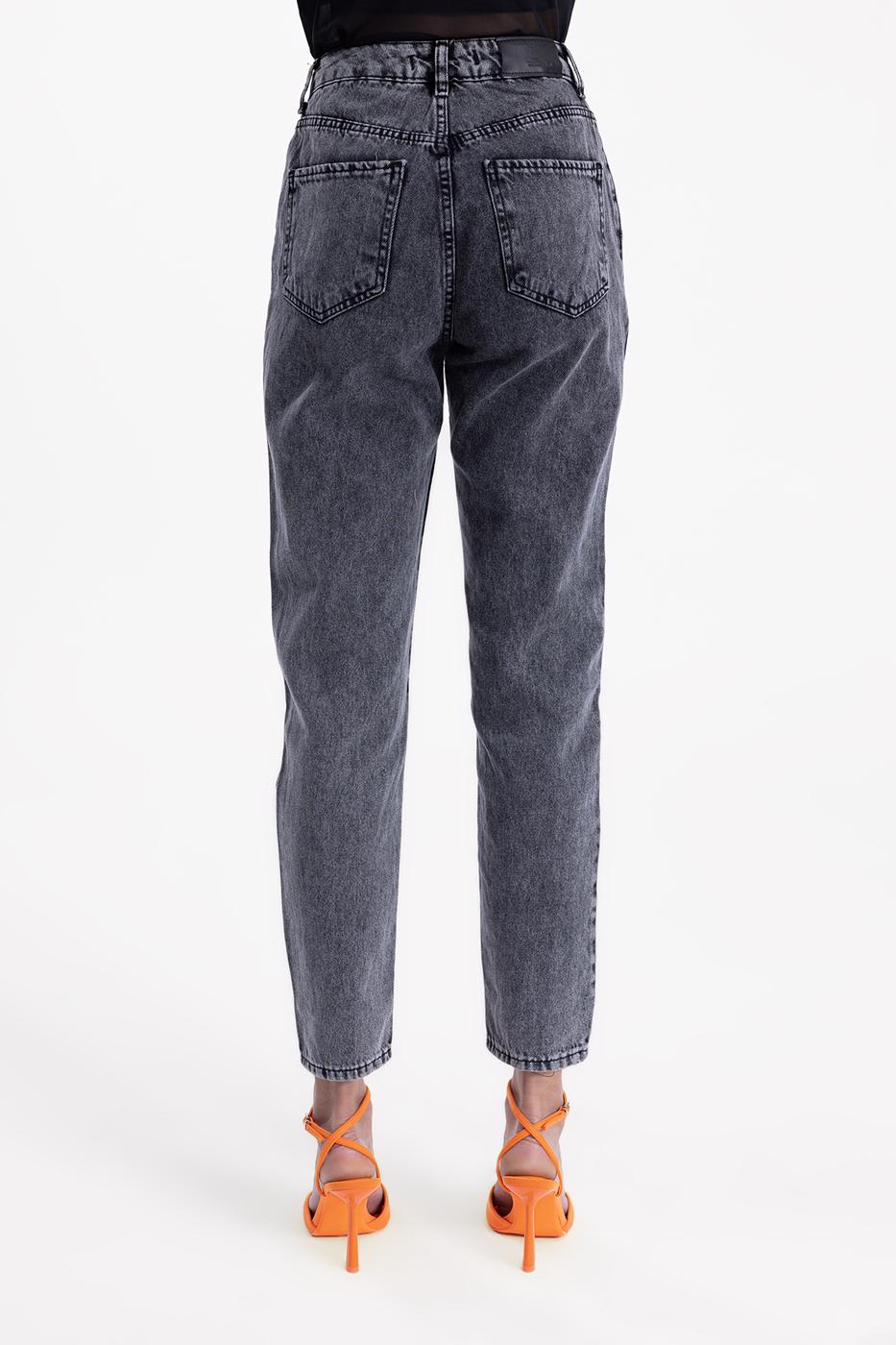 Bayan Antrasit Mom Fit Denim Pantolon